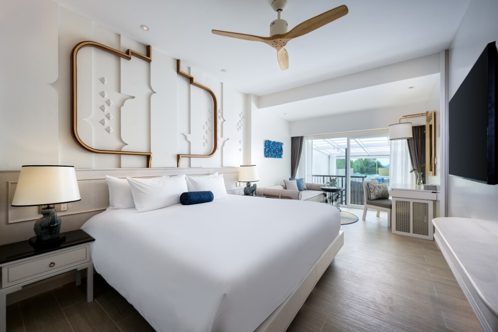 Lagoon terrace room interior with modern decor at Thavorn Palm Beach, a MICE hotel in Phuket